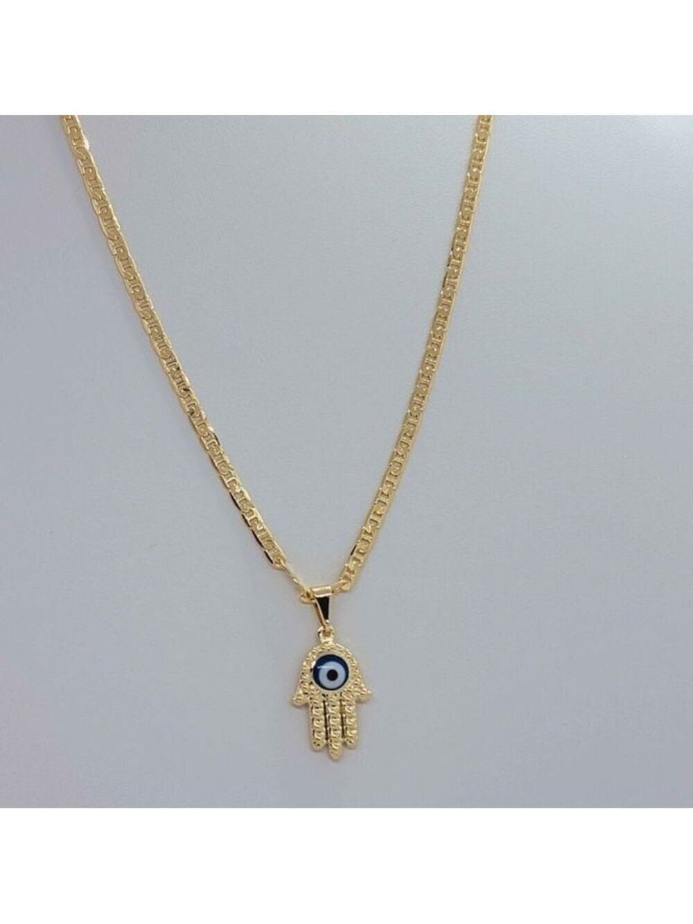 Brand New Brazilian 18k Gold Filled Hamsa With Evil Eye  Necklace